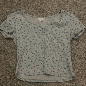 SO Heather Gray Top with Blue Accents